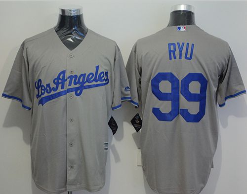 Dodgers #99 Hyun-Jin Ryu Grey New Cool Base Stitched MLB Jersey - Click Image to Close